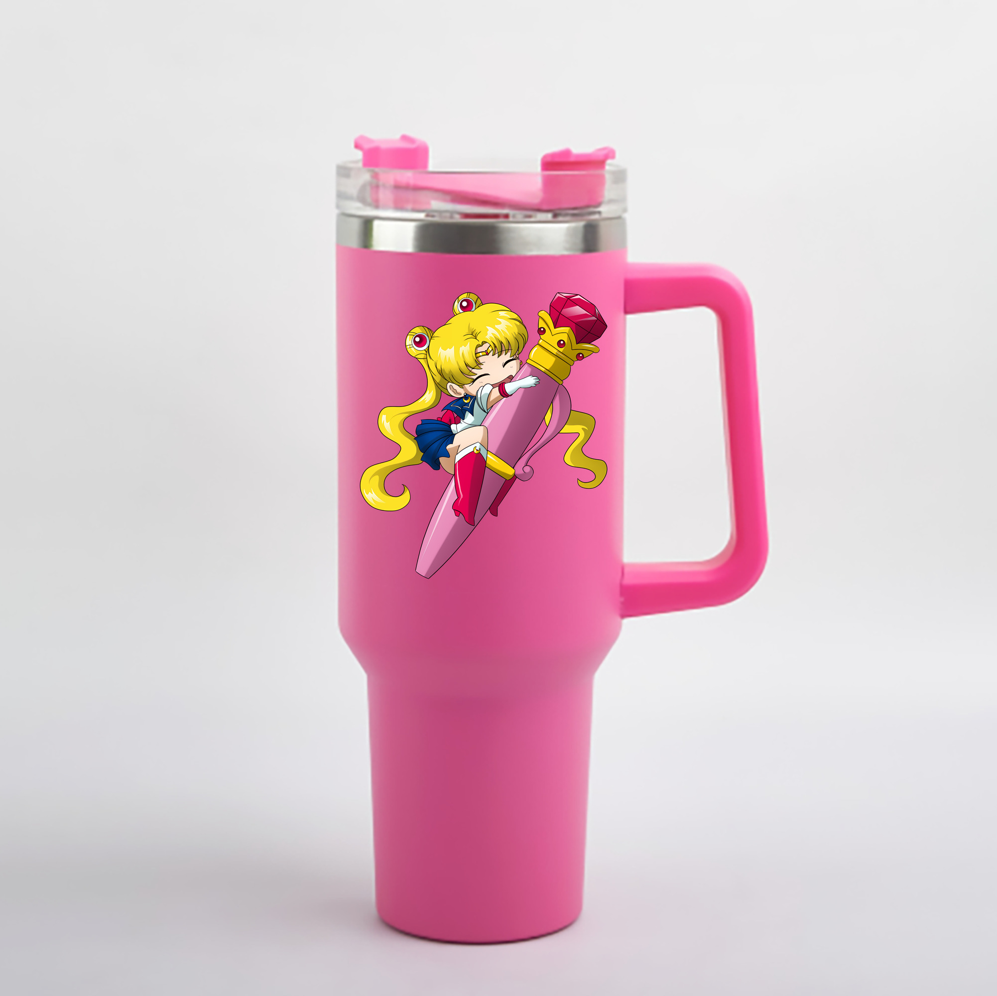 （画像用） 美少女戦士セーラームーン 月野 うさぎ つきの うさぎ Sailor Moon Tsukino Usagi 1200mL車用タンブラー - クリスタルステッカー（プラスチックストロー付き）